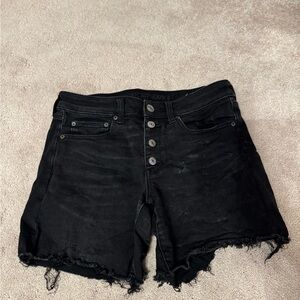American Eagle Outfitters Black Frayed Jean Shorts
